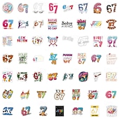 preiswerte Wand-Sticker-53 Stück Aufkleber mit 67 nummerierten Motiven, lustige Aufkleber mit Pop-Sprüchen, perfekt zum Dekorieren von Handy, Wasserflaschen, Scrapbooks, Tagebüchern, Autos, Laptops und Fahrrädern.
