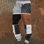baratos calças de moletom estampadas masculinas-Homens Calças Esportivas Corredores Calças Com Cordão Cintura elástica Bloco de cor Macio Respirável Comprimento total Ao ar livre Férias Diário Vintage Moda Marron Micro-Elástica