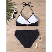 billiga Tankinis-Kvinnors Tankini 2-delad baddräkt med fräck midjekontroll hög midja slank rygglös semester strandkläder halterneck ärmlös baddräkt