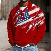 voordelige Patriottische 250 Polos-4 juli 2026 250e Voor heren Amerikaanse Amerikaanse vlag Polo Met Textuur Lange mouw Poloshirt Revers Casual Sportkleding Alledaagse kleding 3D-afdrukken Lente Herfst Winter blauw Wit Rood