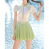 baratos Surfistas Tankinis &amp; Bikinis-Mulheres Anti Atrito Roupa de banho Roupa de Banho Roupa de Banho Preto Verde Proteção UV Compressão abdominal Surfe Canoagem Snorkeling Verão