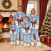 olcso gyerek karácsonyi pizsama-Családi nézés Karácsony Karácsonyi családi pizsama Pizsamák Családkészletek Grafika Mikulás Karácsonyi ajándékok Nyomtatott Medence Hosszú ujj Napi Hozzá illő ruhák