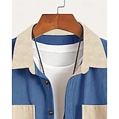 economico camicia da uomo con bottoni-Per uomo Camicia Camicia casual Camicia di Velluto a Coste Camicia con Bottoni Blu Nero Verde militare Grigio Manica Lunga Blocco di colori Collo ripiegato Vacanza Casuale Tasche Multiple
