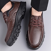 voordelige Casual Veterschoenen-Herenschoenen van bruin imitatieleer, comfortabel vetermodel, stijlvolle dagelijkse schoenen voor werk, reizen en casual uitjes