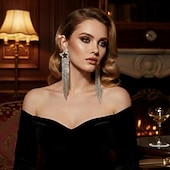 levne Dámská náušnice-Stříbrné náušnice ve tvaru hvězdy s třpytivými křišťálovými střapci – okouzlující dlouhé visací náušnice pro ženy