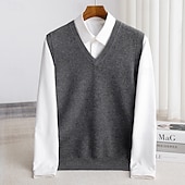 abordables Pull en laine pour hommes-Pull sans manches pour homme en pure laine cachemire de qualité supérieure, col en V, maille classique, doux, chaud et respirant.