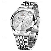 baratos Relógios Quartz-O Novo Relógio de Negócios Masculino Olevs com Pulseira de Aço Luminosa Crônometro Pequeno com Três Ponteiros Exibição de Dia da Semana Relógio de Quartzo Multifuncional Casual à Prova D'água