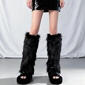 olcso otthoni zokni-bolyhos lábszármelegítők nőknek bolyhos, plüss, téli, kényelmes borjúzokni, puha műszőrme, csizmaszár, aranyos, meleg, réteges zokni, divatos őszi-téli kiegészítők