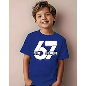 cheap Boy's 3D Funny Humor-Christmas Unisex Boys' 3D Graphic Funny Slang 67 T shirt Tee Short Sleeve 3D Print Summer Spring Sports Fashion Streetwear Kids 4-12 Years Crew Neck Outdoor Casual Daily Regular Fit