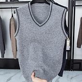 preiswerte Herren Pullover Weste-Herren Pullunder Kleid Pullover Pullover Weste Strickpullover Gerippt Stricken Normale Oberteile Gestrickt Einfach V Ausschnitt Mode Lässig Urlaub Alltagskleidung Bekleidung Herbst Winter Schwarz Rote