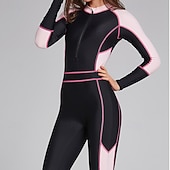 voordelige One Pieces Rash Guards-Dames Rashguard voor het hele lichaam Eendelig surfpak Kleurblokkering met ingebouwde bh UPF 50+ Buikcontrole Lange mouw Duikpakken Surfen Kanoën Snorkelen Winter