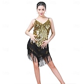 economico Abiti da Pratica-Costumi da ballo Samba Vestito scintillante in paillettes Finge Vestiti di danza tango latino Mini vestito Abbigliamento per carnevale Costumi per performance