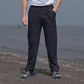 cheap Straight Leg-Men's Sweatpants Trousers Baggy Pants Straight Leg Sweatpants Waffle Pants Drawstring Pocket Elastic Waist Plain Comfort Soft Outdoor Daily Holiday Fashion Classic Style Black White Micro-elastic