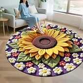 ieftine Covorase de zonă-Covor de zonă cu imprimeu plat 2D, seria floarea-soarelui, covor din catifea cristalină pentru sufragerie, canapea, masă de cafea, dormitor, noptieră, dressing, husă decorativă moale pentru podea