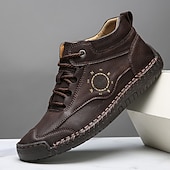 economico Stivaletti alla caviglia-sneakers da uomo in similpelle marrone con lacci: eleganti e versatili, ideali per il lavoro, l'abbigliamento casual e le attività all'aperto