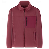 voordelige Sportjacket-Voor heren Winterjack Fleecejack Vrijetijdsjas Vakantie Dagelijks Thermisch Warm Zak Fleece Herfst winter Effen Modieus Streetwear Opstaand Normaal Zwart Rood Khaki Leger Groen Donkerblauw Jacks