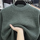 preiswerte Herrenpullover-Herren Pullover Strickpullover Gerippt Stricken Normale Oberteile Gestrickt Fleece Einfach Rundhalsausschnitt Mode Basic Urlaub Alltagskleidung Bekleidung Herbst Winter Schwarz Grün M L XL