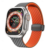 Недорогие Ремешки для часов Apple-Спортивный ремешок Совместим с Ремешок для часов Apple Watch 38мм 40мм 41мм 42мм 44мм 45мм 49мм Многослойный Магнитная застежка Две тонны силиконовый Углеволокно Сменный ремешок для часов для iwatch