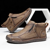 abordables Botines-Botas de senderismo de piel sintética de primera calidad para hombre: calzado resistente con cierre de cremallera para aventuras al aire libre y uso casual.