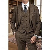 Χαμηλού Κόστους Επίσημα Κοστούμια-Ανδρικά Επιχείρηση Causal Κοστούμια tweed Πέτο με Μύτες Μαύρο Καφέ Καθημερινά Δουλειά Ψαροκόκκαλο Κατά παραγγελία εφαρμογή Σετ 3 τεμαχίων Μονόπετο Δύο Κουμπιών