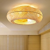 economico Lampade da soffitto con dimmer-ventilatore da soffitto in bambù con luce