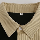 cheap Men's Button Up Shirts-Men's Shirt Casual Shirt Corduroy Shirt Button Up Shirt Blue Black khaki Long Sleeve Color Block Lapel Casual Outdoor Pocket Clothing Apparel Polyester Vintage Fashion Casual