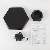 זול חדשנות-עציץ צף מגנטי גיאומטרי שחור אלגנטי - עציץ בונסאי מסתובב המופעל על ידי אוויר עם עיצוב זרימת אוויר, בסיס משושה, מתאים לצמחי אוויר בתוך הבית כולל מעמד