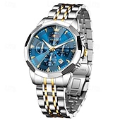 baratos Relógios Quartz-O Novo Relógio de Negócios Masculino Olevs com Pulseira de Aço Luminosa Crônometro Pequeno com Três Ponteiros Exibição de Dia da Semana Relógio de Quartzo Multifuncional Casual à Prova D'água