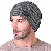 tanie Czapka typu beanie-Męskie Dla obu płci Czapka Beanie Czapki zimowe Czapki Dzianinowy kapelusz Czapka zimowa Czarny Wino Poliester Dzianiny Oddychający Wygodny Dzienne zużycie Wyjściowe Jednolity/zwykły kolor Ciepłe