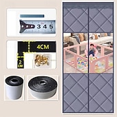 billige Skjerm for vindu og dør-Magnetisk flueskjermdør, vinterdørgardin i bomull med vindusdesign, fortykket termisk isolert vindtett skillevegg for hjemmet, kaldsikker romdeler med trekk