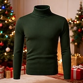 voordelige pullover voor heren-Voor heren Coltrui Gebreid Heren coltrui Stoppen breien Normale tops Gebreid Effen Coltrui Modern eigentijds Werk Alledaagse kleding Kleding Herfst Winter Wijn Groen S M L