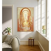 preiswerte Landschaftsgemälde-Handgemaltes Ölgemälde auf Leinwand, abstraktes Motiv einer Bogentür, Golden Avenue, Kunst für die Heimdekoration, auf Keilrahmen gespannt / gerolltes, rahmenloses Gemälde