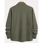 economico camicia da uomo con bottoni-Per uomo Camicia Camicia di Velluto a Coste Camicia con Bottoni Blu Verde militare Beige Manica Lunga Semplice Collo ripiegato Casuale Quotidiano Tasca Abbigliamento Cotone Moda Streetwear Classico