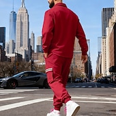 Χαμηλού Κόστους βασικές φόρμες-Ανδρικά Πουλόβερ Φόρμα Σετ ρούχων Jachetă Πέτο ΕΞΩΤΕΡΙΚΟΥ ΧΩΡΟΥ Καθημερινά Αθλητικά Κορδόνι Κουμπί επάνω Τσέπη Ταινία Μαύρο Ρουμπίνι Καφέ Πολυεστέρας Ρούχα Γυμναστικής Μοντέρνα Κομψό στυλ street