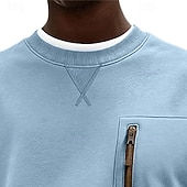  Муж. Толстовка Натяни Светло-зеленый Серый Светло-синий Вырез под горло Полотняное плетение Пэчворк Карман Для занятий спортом Повседневные Праздники Уличный стиль Круто Спортивная одежда