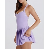 economico Abbigliamento Tennis da donna-Per donna Tinta unita Gonne a pieghe Abito sportivo Vestito all'americana Reggiseno incorporato Traspirante Tennis Atletico Corsa Vestito Nero Bianco Giallo Abbigliamento da tennis