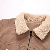 baratos Jaquetas Casuais-Homens Jaqueta de Inverno Casaco de lã Jaqueta casual Férias Diário Térmico / Quente Bolsos Tosão Outono Inverno Tecido Moda Roupa de rua Lapela Padrão Preto cáqui Verde Tropa Cinzento Casaco