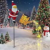 preiswerte Urlaubslichter-Solar-Gartenbeleuchtung, Weihnachtsmann-Laterne, IP44 wasserdicht, warmweiße oder farbig blinkende Lichterkette für die Weihnachts-Gartendekoration