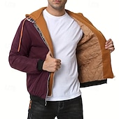 baratos Men's Jackets &amp; Coats-Men's Winter Jacket Casual Jacket Hoodied Jacket Outdoor Casual Pocket Quilted Winter Fall &amp; Winter Color Block Streetwear Daily Hooded Regular Black Burgundy Navy Blue Khaki Army Green Jacket