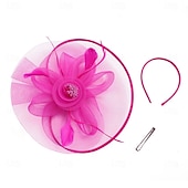 Недорогие Фасцинаторы-Аксессуары для волос Тюль Перья Федора Свадьба Чаепитие Скачки коктейль Элегантный стиль Винтаж С Пух Заставка Головной убор