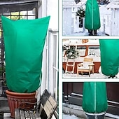 baratos aquecimento e resfriamento-Conjunto de 3 capas protetoras para plantas contra geadas, grandes sacos verdes resistentes ao gelo com fecho de zíper e cordão, proteção de inverno para árvores e arbustos no jardim, ideais para