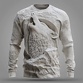  Per uomo Illusione ottica Lupo Maglietta Manica Lunga maglietta Stampa 3D Girocollo Camicia Moda Esagerato 3D Quotidiano Streetwear Bianco Bianco 2 Bianco 3 Estate Primavera Autunno Abbigliamento S M