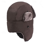 cheap Men's Hats-Men's Trapper Hat Winter Hats Winter Beanie Black Blue Polyester Fleece Lined Cozy Daily Wear Going out Solid / Plain Color Warm