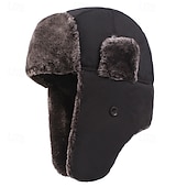 cheap Men's Hats-Men's Trapper Hat Winter Hats Winter Beanie Black Blue Polyester Fleece Lined Cozy Daily Wear Going out Solid / Plain Color Warm