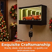 Недорогие Декоративные огни-Брелок для ключей Infinity Garage, настенный держатель для ключей для гаража, брелок с 3D-зеркалом и светодиодной лампой, простая установка для прихожей, офиса, автолюбителя