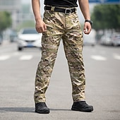 abordables Cargo Pants-Men's Cargo Pants Trousers Multi Pocket Solid Color Windproof Wearable Daily Outdoor Camping &amp; Hiking Streetwear Stylish Blue Camouflage khaki Micro-elastic