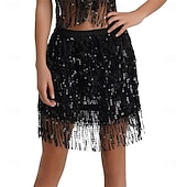 cheap Belly Dancewear-Samba Dancewear Belly Dance Sequin Tassel Skirt Half Bead Performance Skirtl Performance Costume