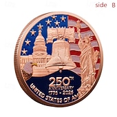  250周年記念コイン - 黄金のアメリカンフラッグ＆リバティベルデザインコレクティブルコイン、展示用の耐久性金属記念コイン、コレクターの愛国心セミクインテセンニアル