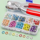 cheap Arts, Crafts &amp; Sewing-100pcs Stainless Snap Button Fastener Kit with Tool Set &amp; Heavy-Duty Pliers-Like Tool (9.5mm) - 10 Color-Coded Snap Buttons for Clothing, Jeans, Bags, Jackets