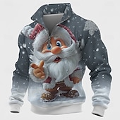  Natale Per uomo Babbo Natale Felpa Cool Quotidiano Elegante Manica Lunga Collo alla coreana All'aperto Casa Regalo Blu Rosso Viola Grigio Cerniera Autunno Inverno progettista S M L XL XXL XXXL